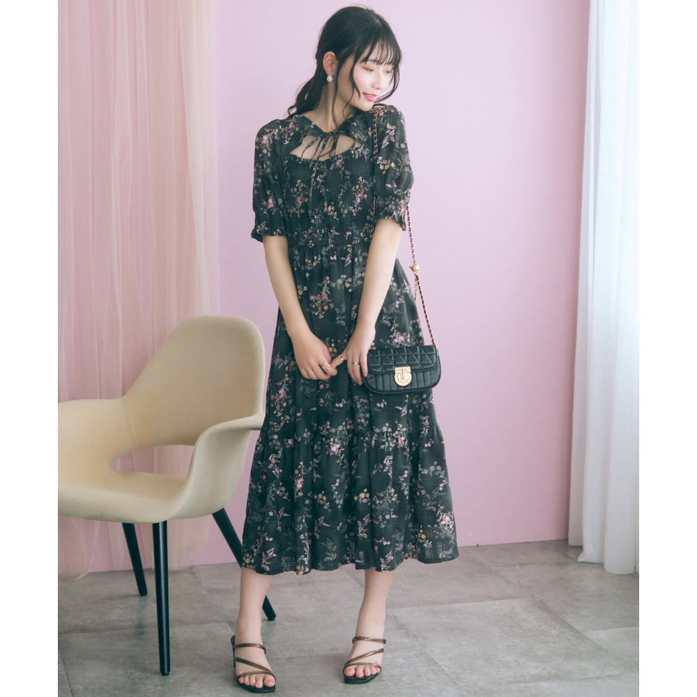 ボレロ風フラワープリントワンピース 大きいサイズ marun7