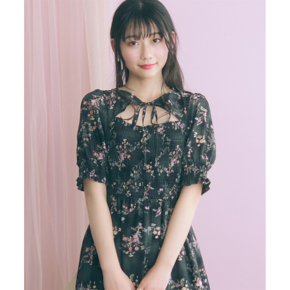 ボレロ風フラワープリントワンピース 大きいサイズ marun8