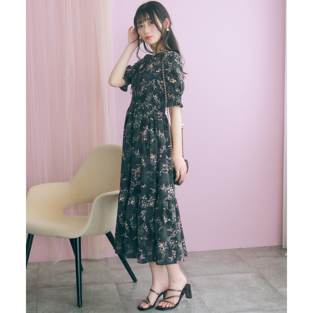 ボレロ風フラワープリントワンピース 大きいサイズ marun9