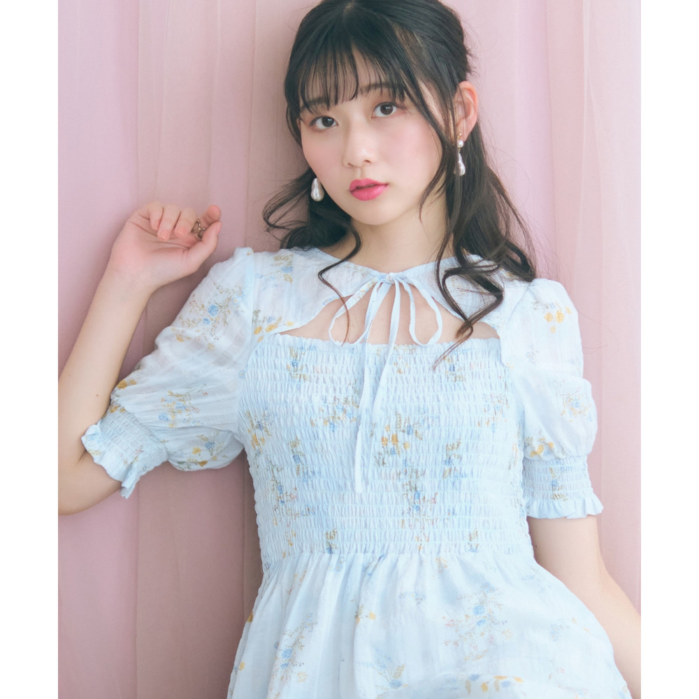 ボレロ風フラワープリントワンピース 大きいサイズ marun1