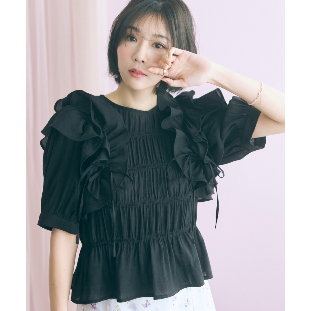 ギャザーフリルトップス 大きいサイズ marun11