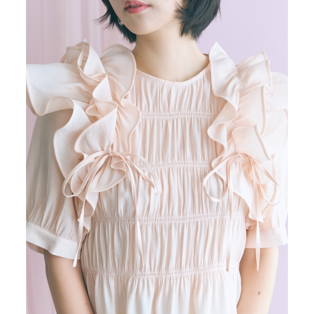 ギャザーフリルトップス 大きいサイズ marun12