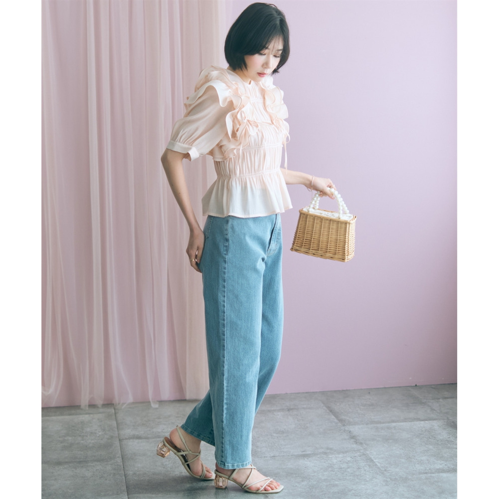 ギャザーフリルトップス 大きいサイズ marun23