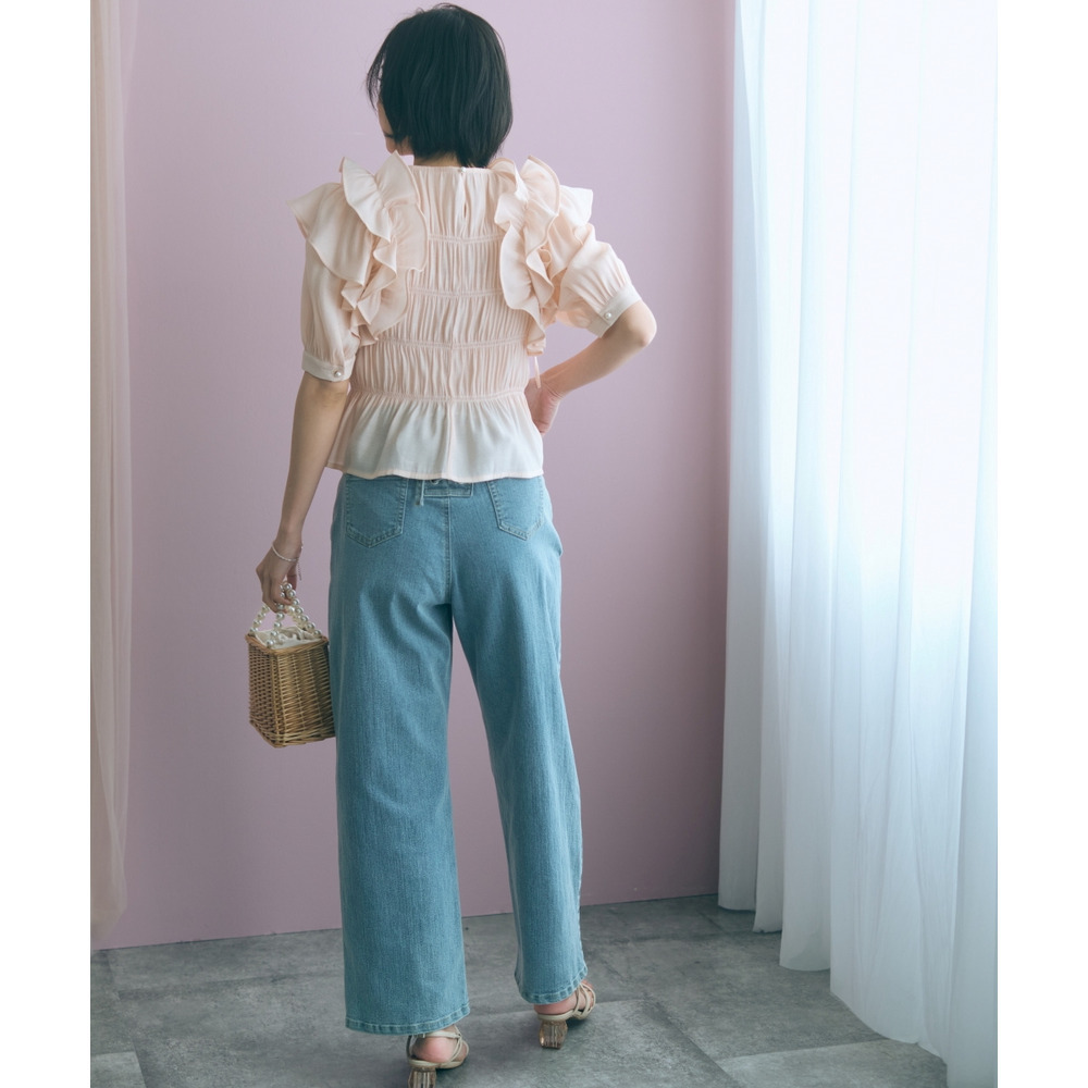 ギャザーフリルトップス 大きいサイズ marun25