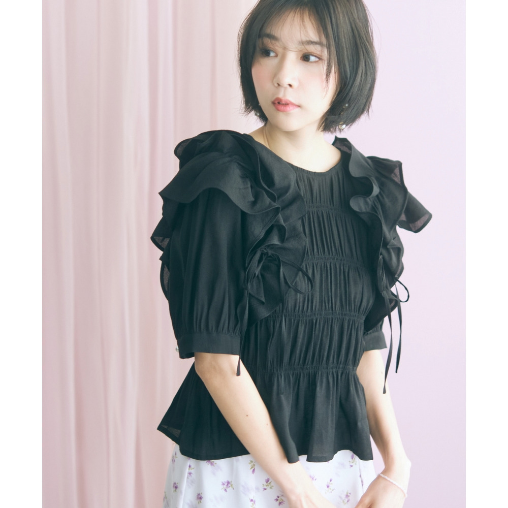 ギャザーフリルトップス 大きいサイズ marun26