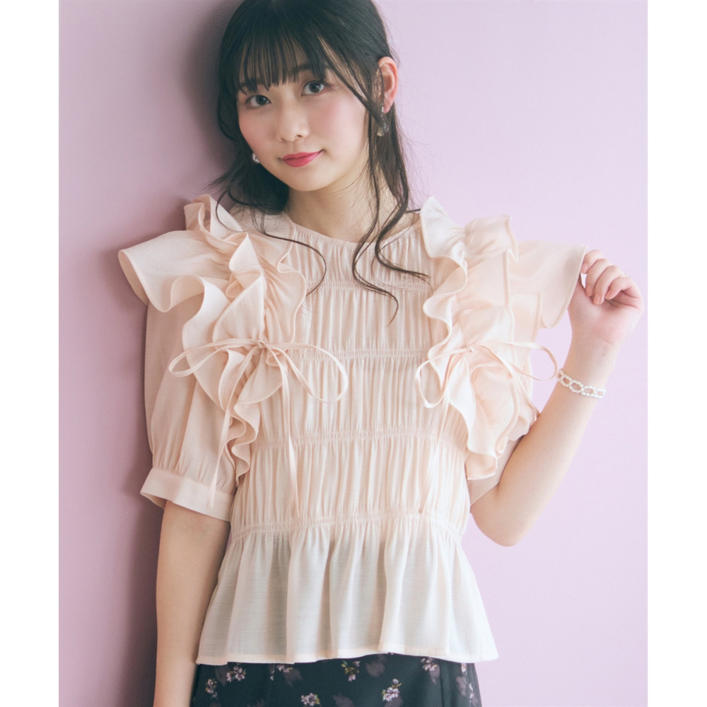 ギャザーフリルトップス 大きいサイズ marun3