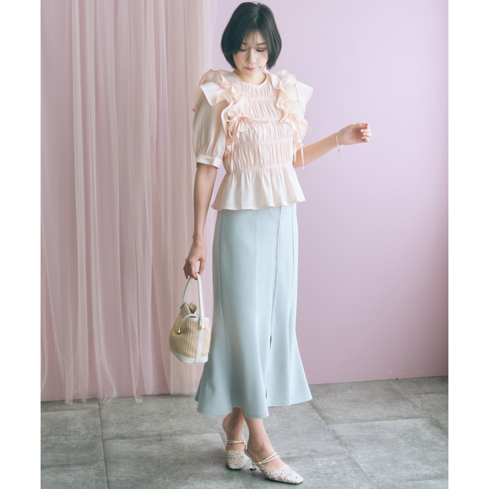 ギャザーフリルトップス 大きいサイズ marun5