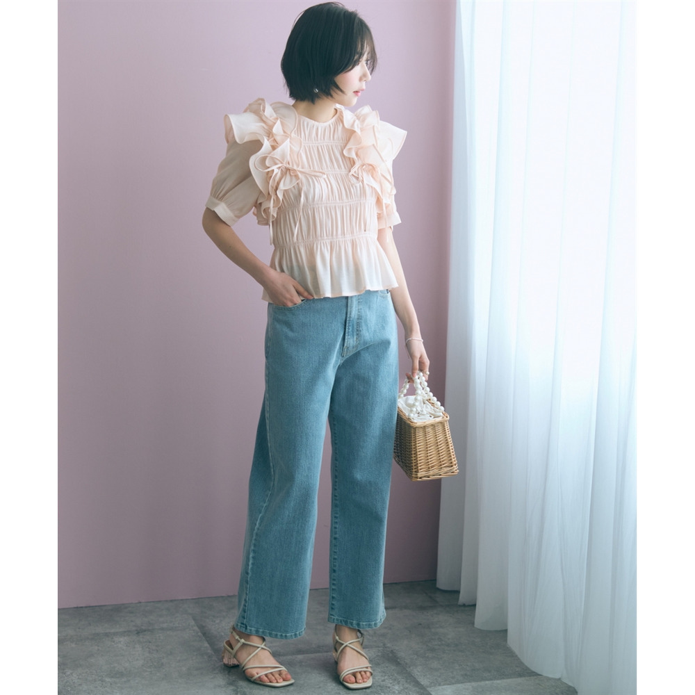 ギャザーフリルトップス 大きいサイズ marun6