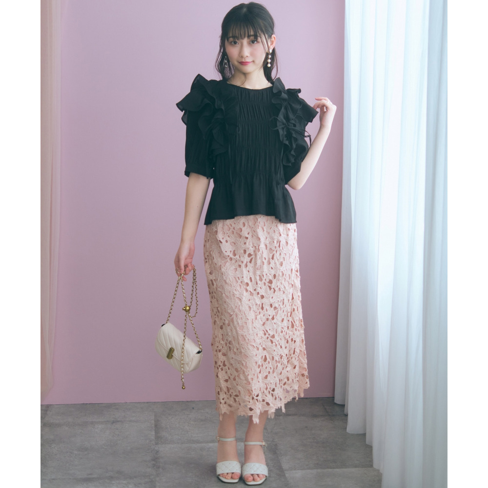 ギャザーフリルトップス 大きいサイズ marun7