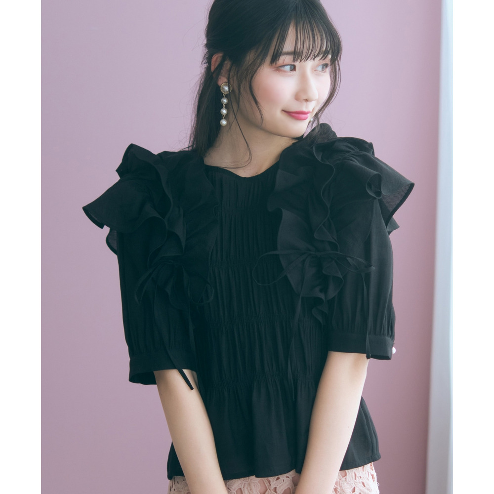ギャザーフリルトップス 大きいサイズ marun8