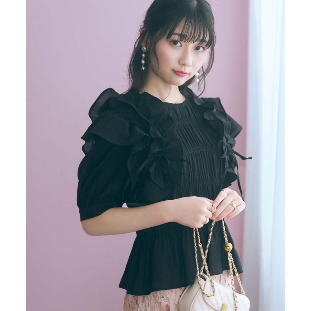 ギャザーフリルトップス 大きいサイズ marun1