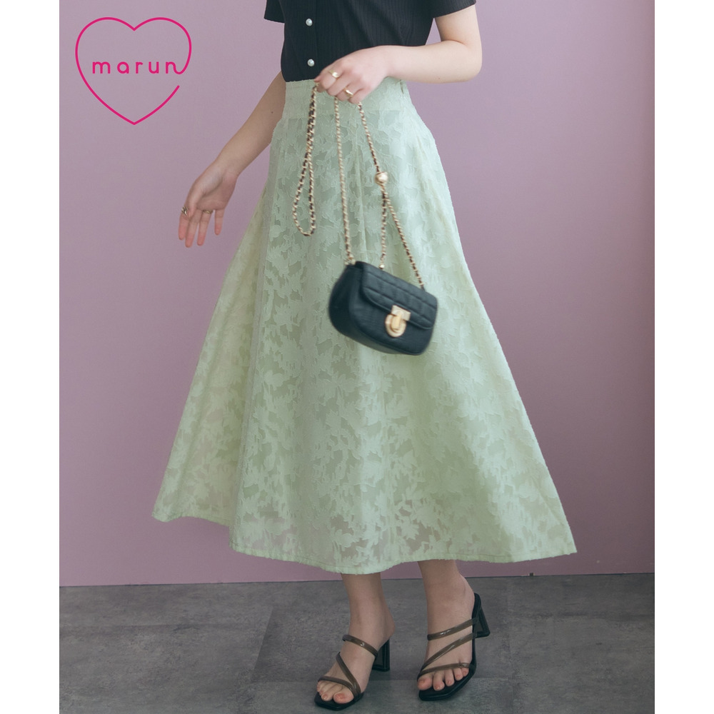 フラワーシアーカットジャガードスカート　大きいサイズ　marun