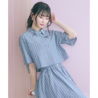 ２点セット(ストライプシャツ＋キャミワンピース) 大きいサイズ　marun