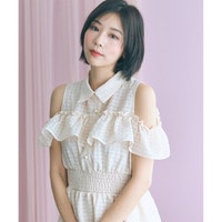 シアーチェックオープンショルダーシャツワンピース 大きいサイズ　marun
