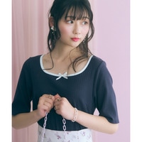 スクエアパイピングカットソートップス 大きいサイズ　marun