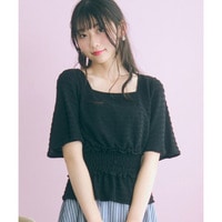 クロシェ編ニットショート丈トップス 大きいサイズ　marun