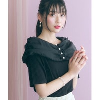 デコルテオーガンジー使いオフショル風カットソー 大きいサイズ　marun