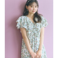 センタードロストフラワープリントワンピース　大きいサイズ　marun