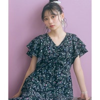 センタードロストフラワープリントワンピース　大きいサイズ　marun