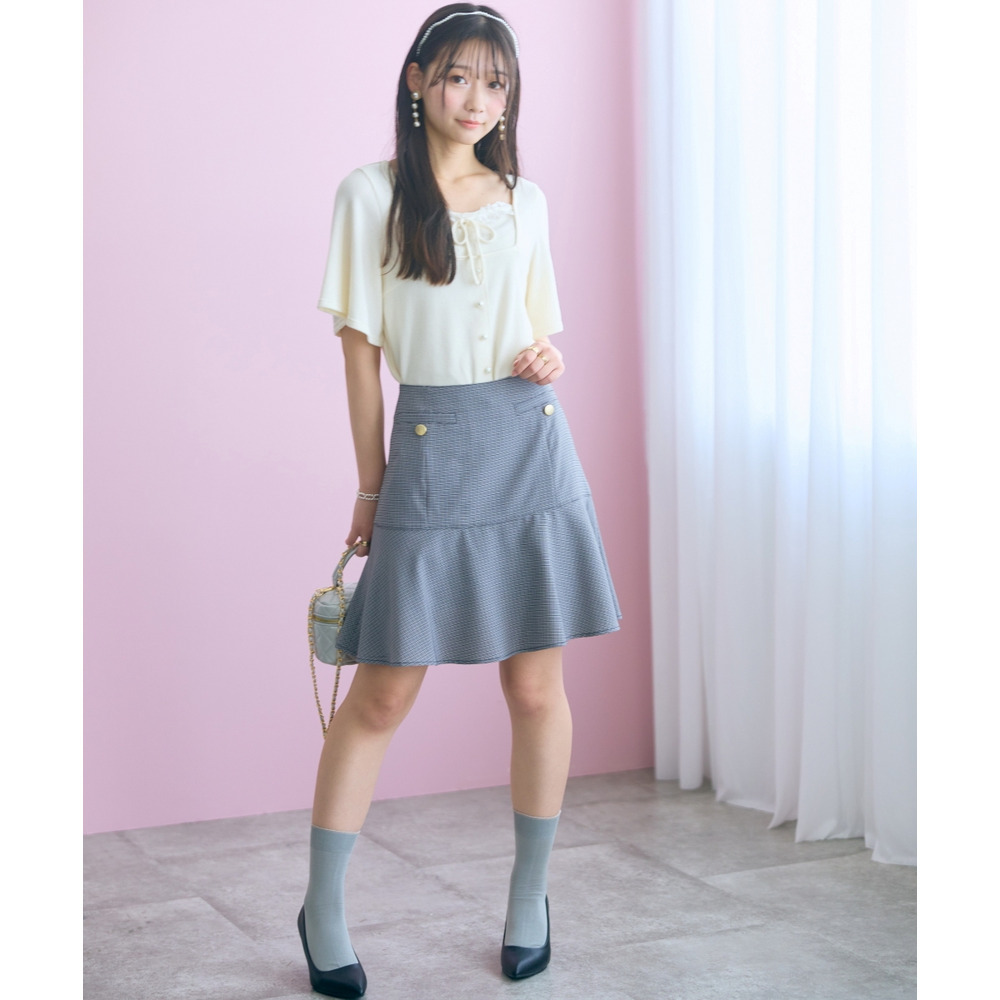 チェック柄ショート丈フレアスカート 大きいサイズ marun10