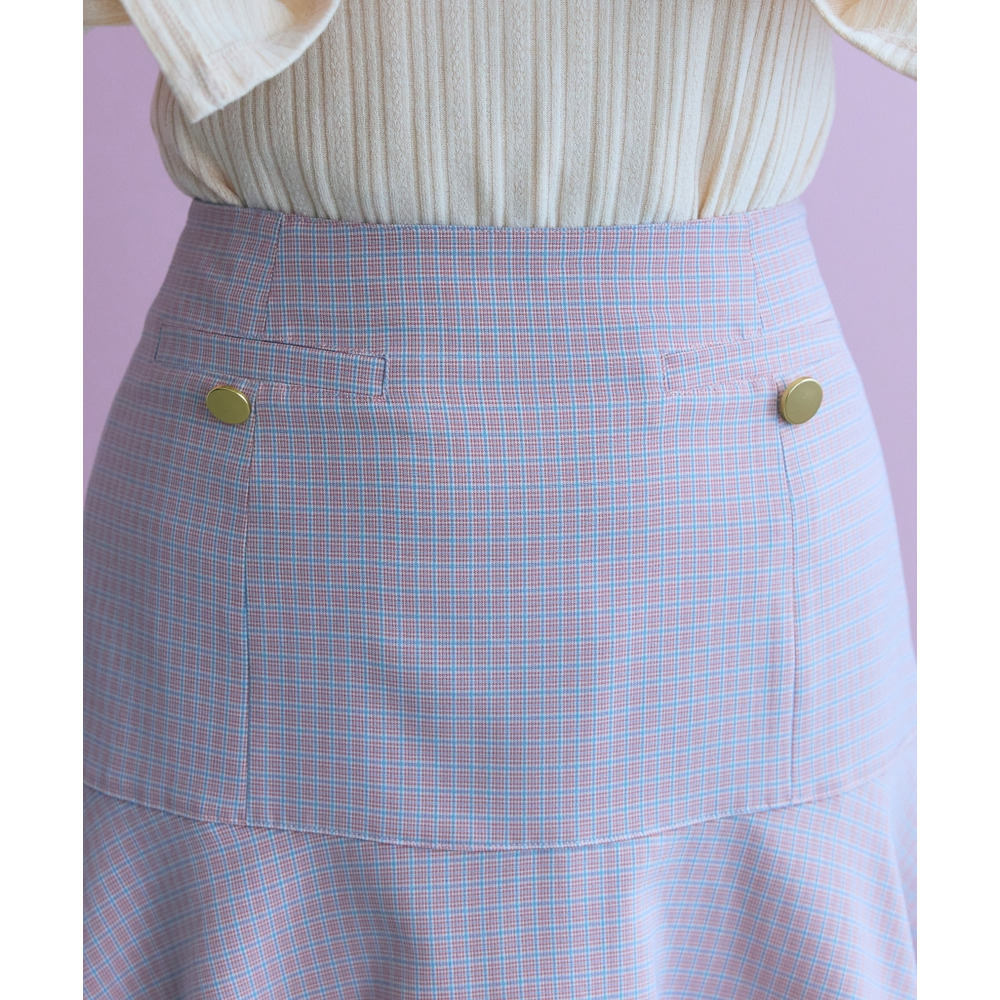 チェック柄ショート丈フレアスカート 大きいサイズ marun12