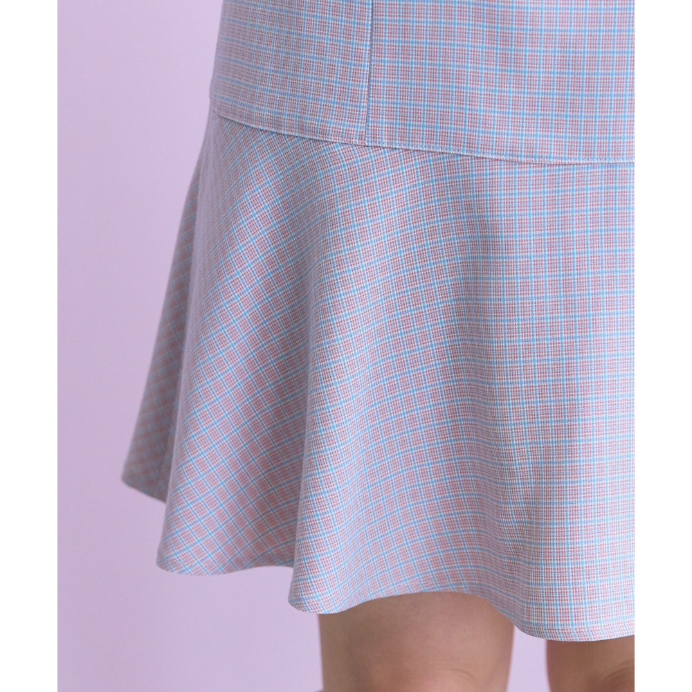チェック柄ショート丈フレアスカート 大きいサイズ marun17
