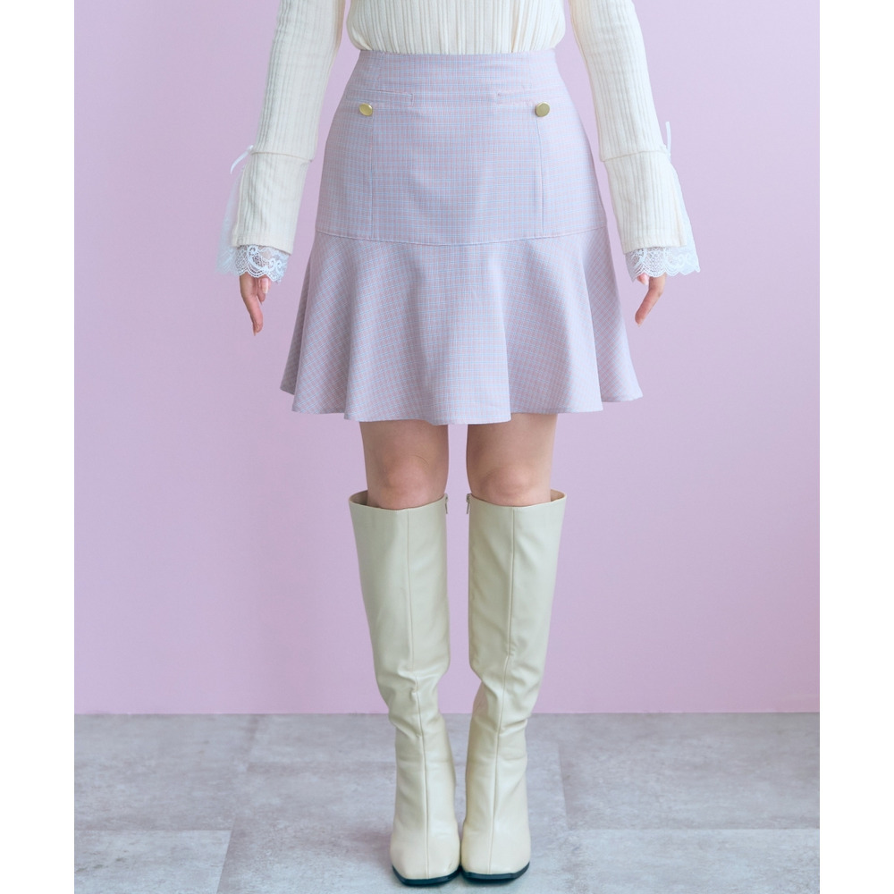 チェック柄ショート丈フレアスカート 大きいサイズ marun20