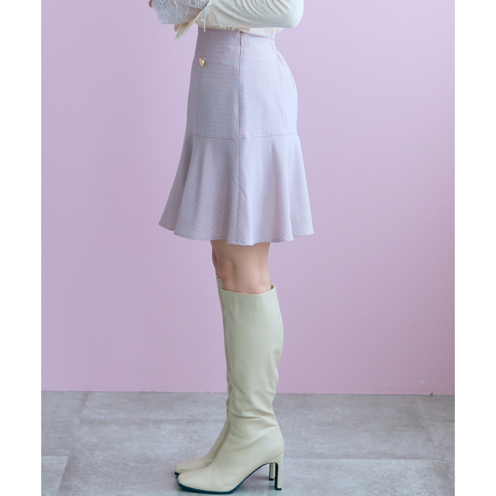 チェック柄ショート丈フレアスカート 大きいサイズ marun21