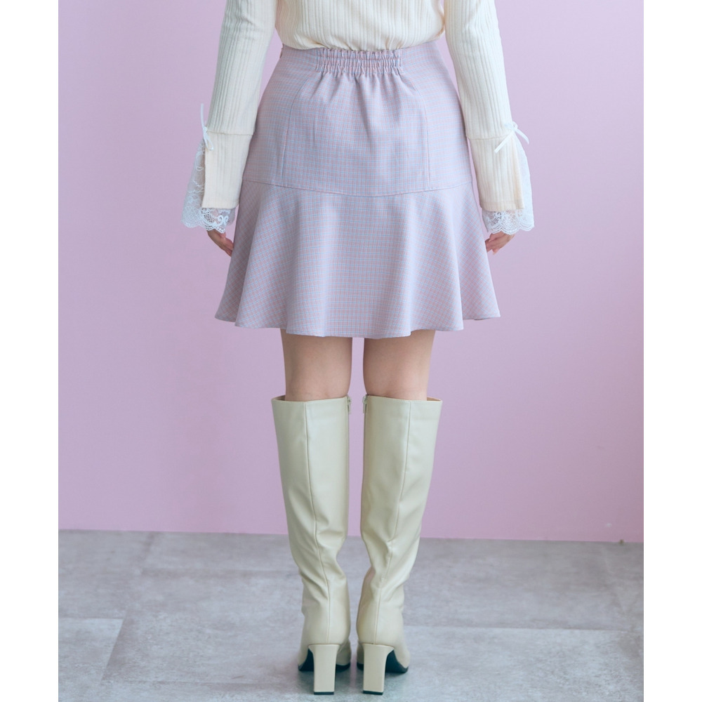 チェック柄ショート丈フレアスカート 大きいサイズ marun22