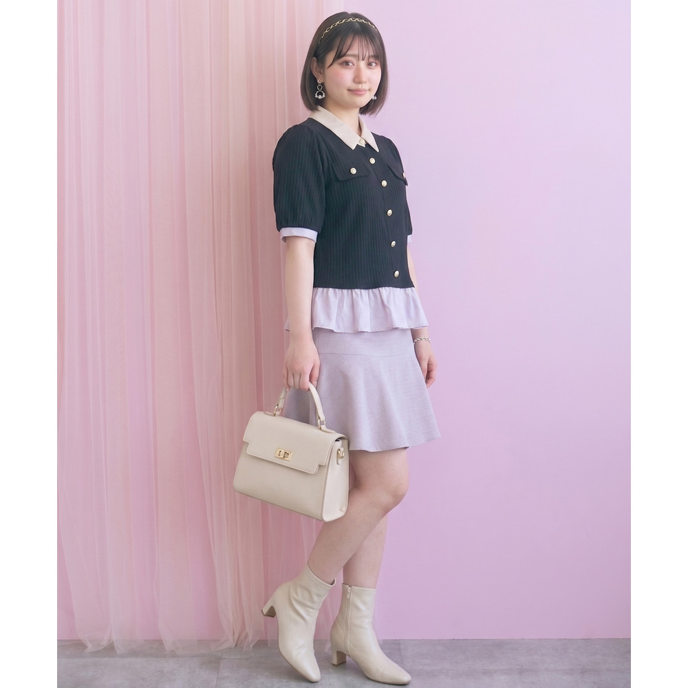 チェック柄ショート丈フレアスカート 大きいサイズ marun24
