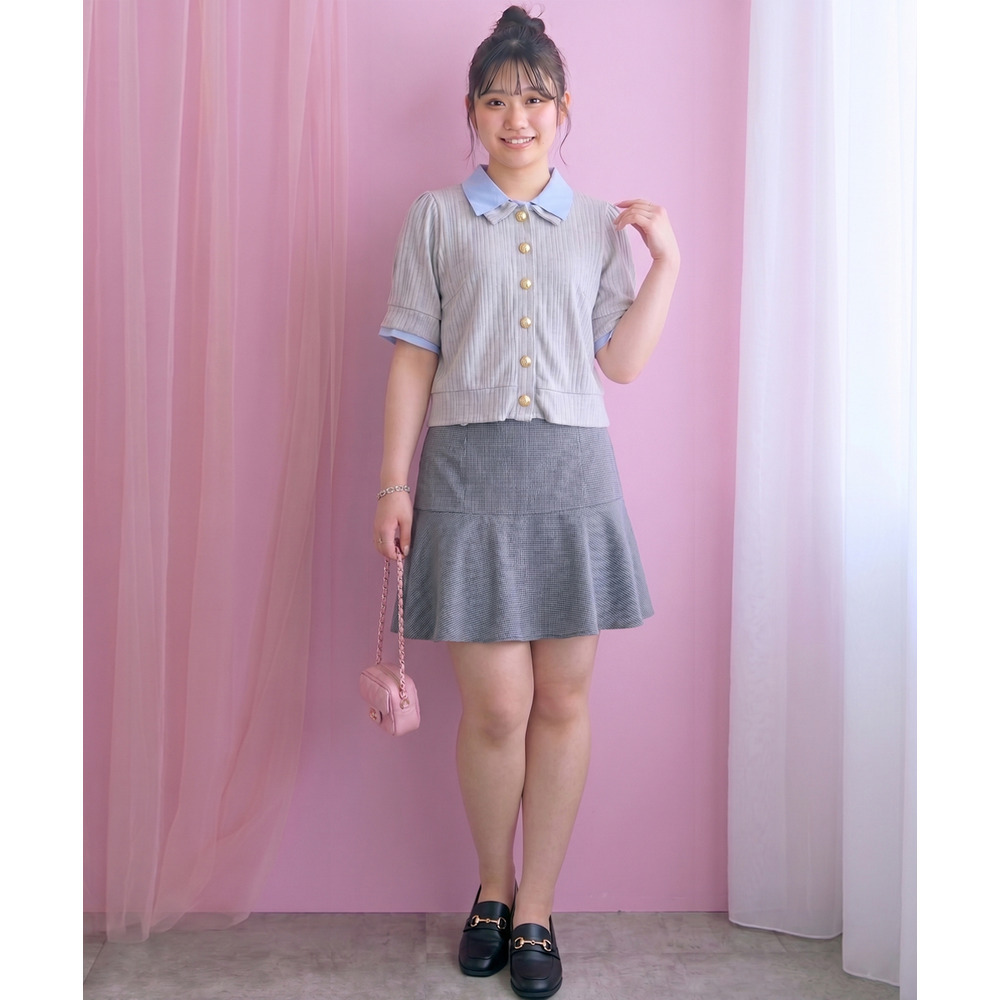 チェック柄ショート丈フレアスカート 大きいサイズ marun28