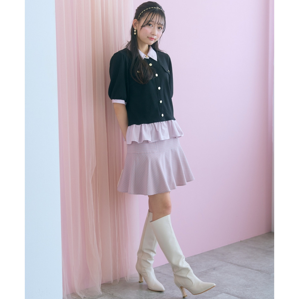 チェック柄ショート丈フレアスカート 大きいサイズ marun6
