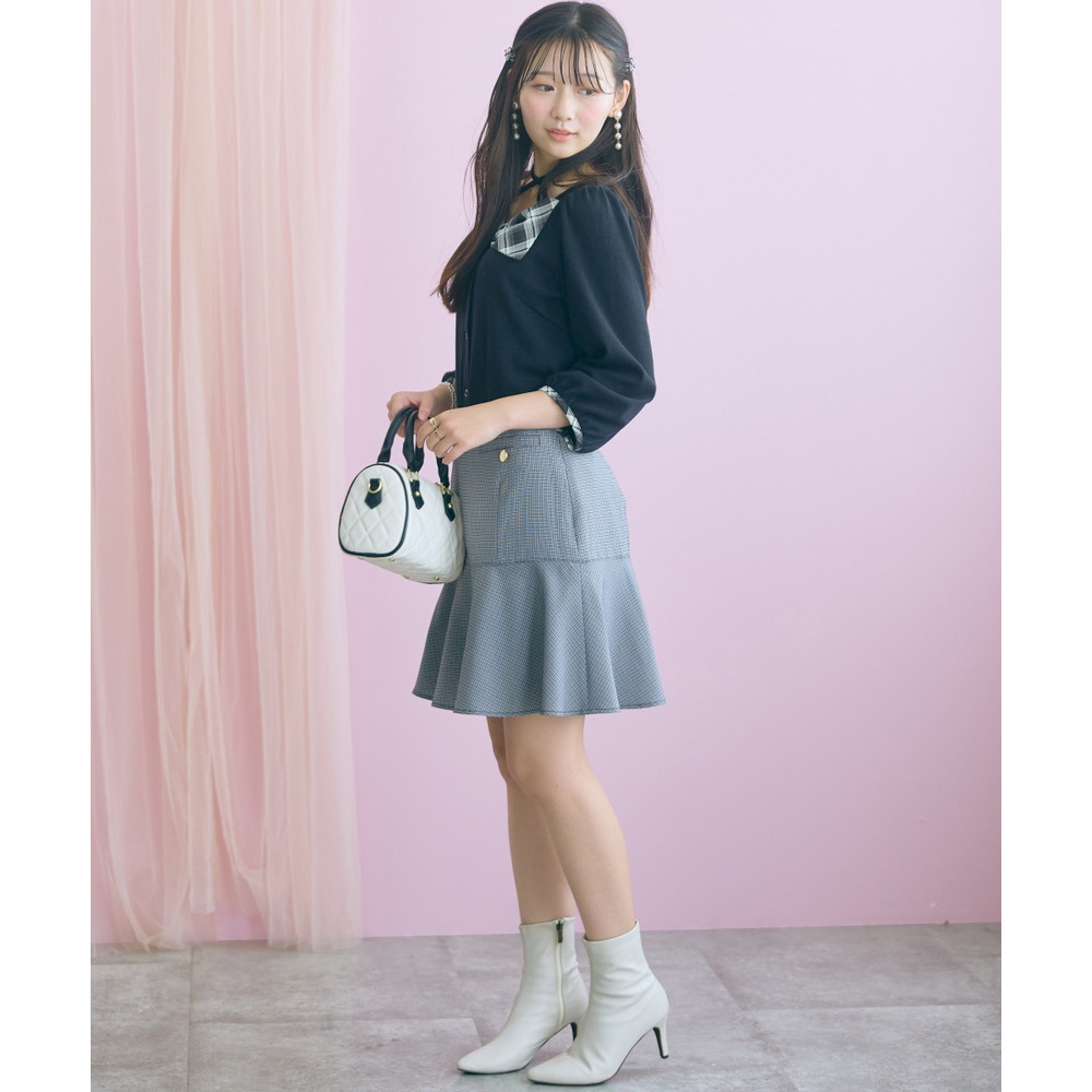チェック柄ショート丈フレアスカート 大きいサイズ marun9