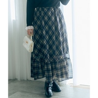 【nanaeさんコラボ】チェック柄ティアードフレアスカート　大きいサイズ　marun