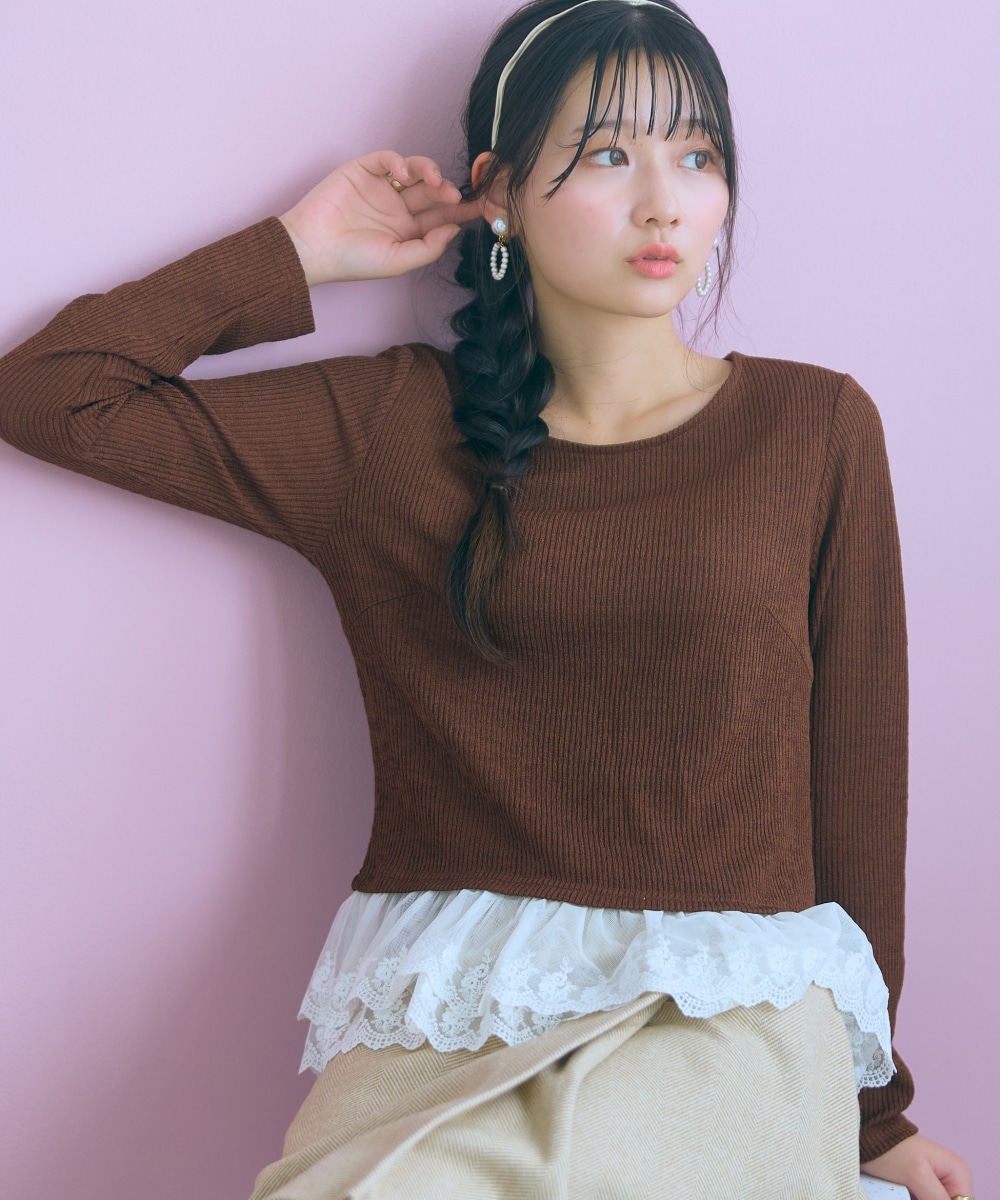 裾レース使いカットソートップス　大きいサイズ　marun