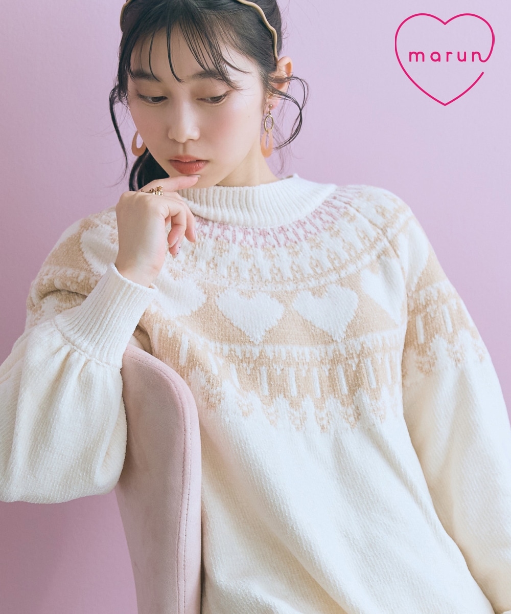 ハート柄モールチュニックワンピース　大きいサイズ　marun