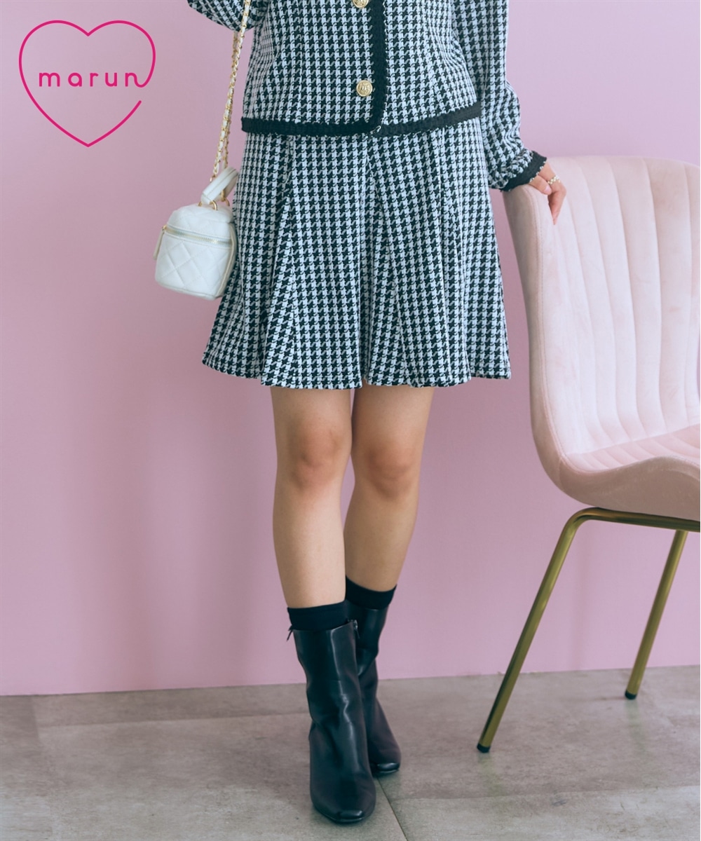 千鳥チェックジャガードスカート　大きいサイズ　marun