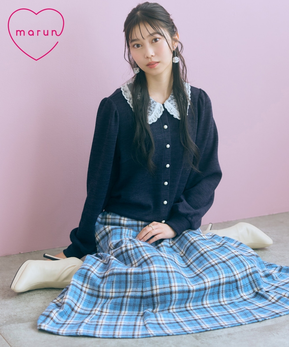 ロービングチェックフレアスカート　大きいサイズ　marun