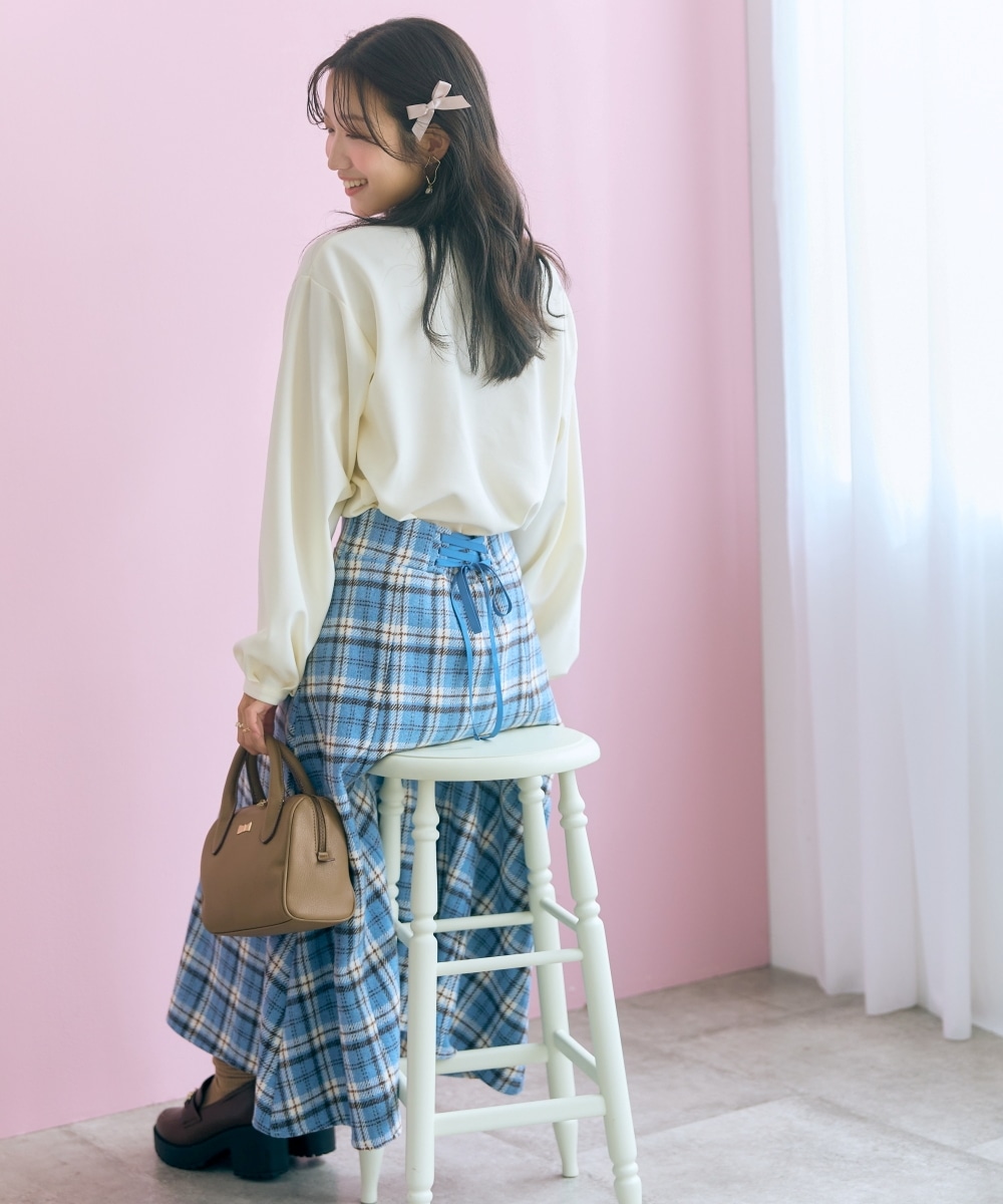 ロービングチェックフレアスカート　大きいサイズ　marun