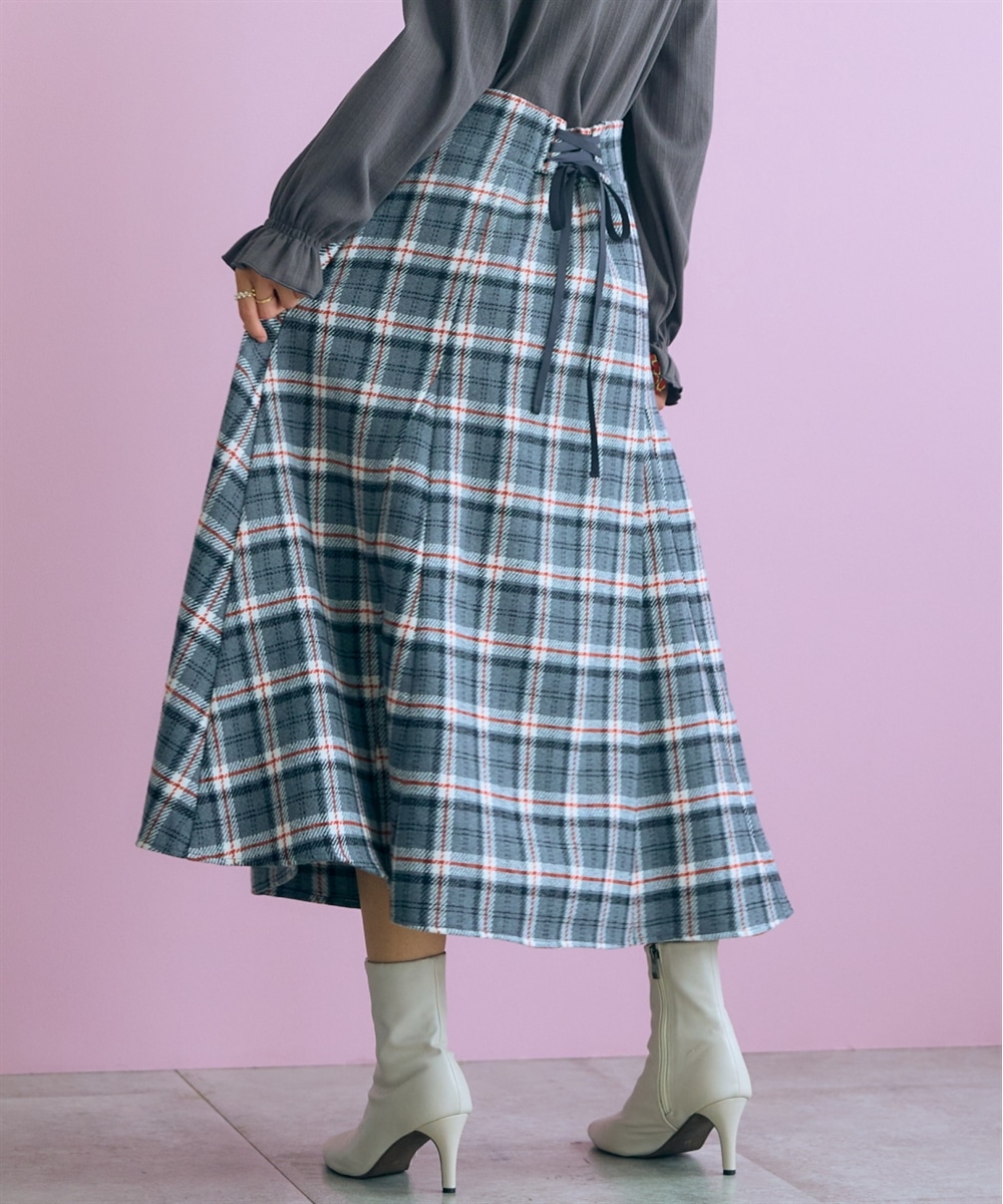ロービングチェックフレアスカート　大きいサイズ　marun