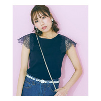袖レースデザインニットトップス　大きいサイズ　marun