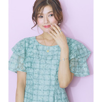 チェック×花柄レースデザインワンピース　大きいサイズ　marun