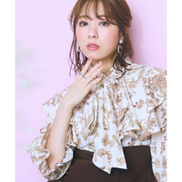 柄ブラウスドッキングワンピース　大きいサイズ　marun