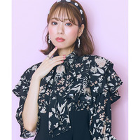 柄ブラウスドッキングワンピース　大きいサイズ　marun