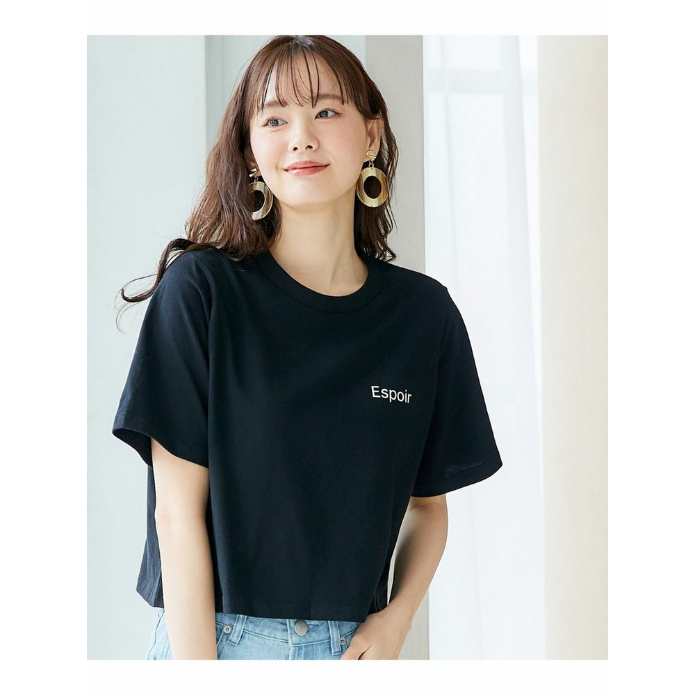 大きいサイズ　クロップドコンパクトロゴTシャツ（miclat） 黒 1