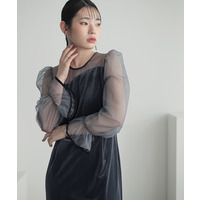 【結婚式・パーティー・オケージョンドレス】アシメデザインベロアワンピースドレス 大きいサイズ　Callarus