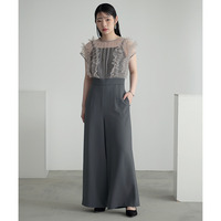 【結婚式・パーティー・オケージョンドレス】チュールフリル使いデザインオールインワンパンツドレス 大きいサイズ　Callarus