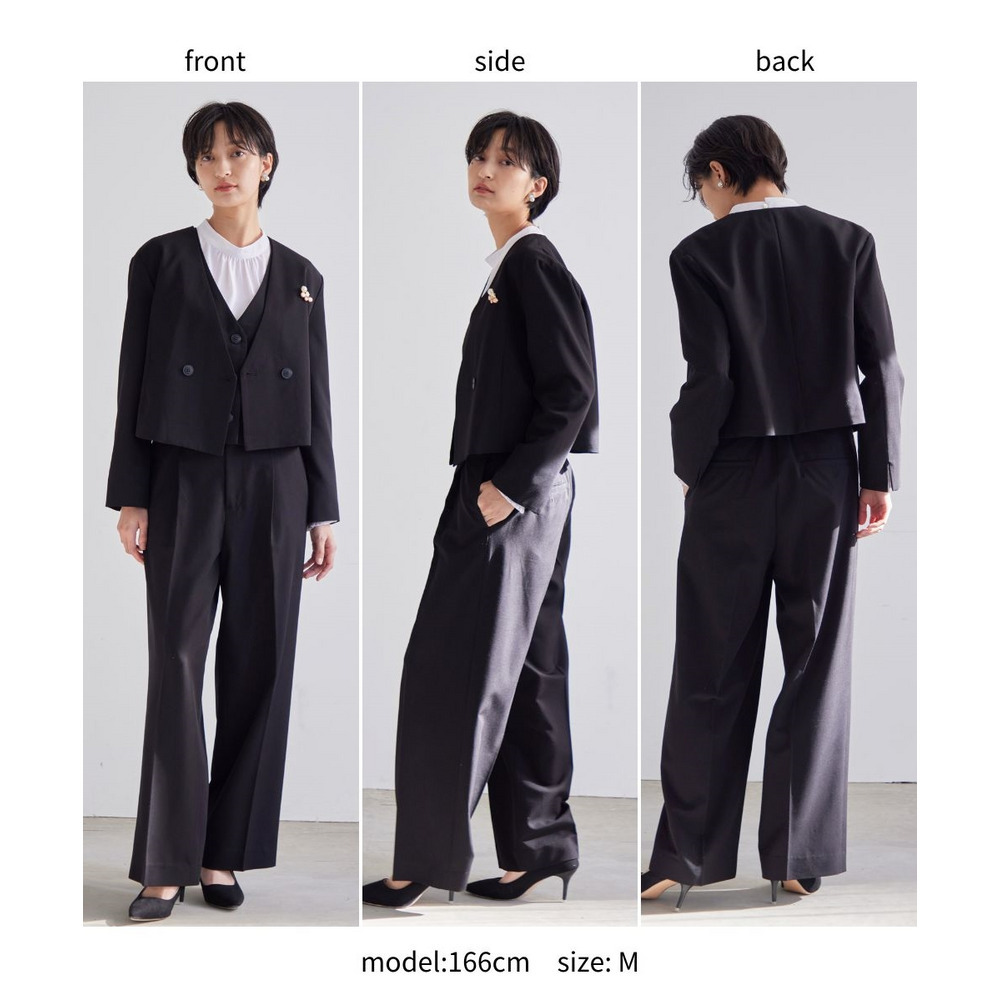 【入学式・卒業式・フォーマル】デザインショートジャケットパンツセットアップスーツ(ジャケット+ジレ+パンツ) 大きいサイズ Callarus21