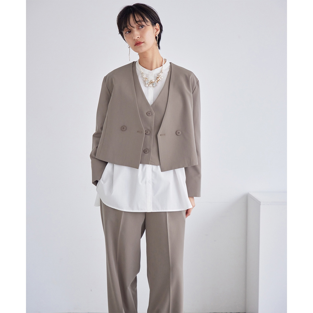 【入学式・卒業式・フォーマル】デザインショートジャケットパンツセットアップスーツ(ジャケット+ジレ+パンツ) 大きいサイズ Callarus1