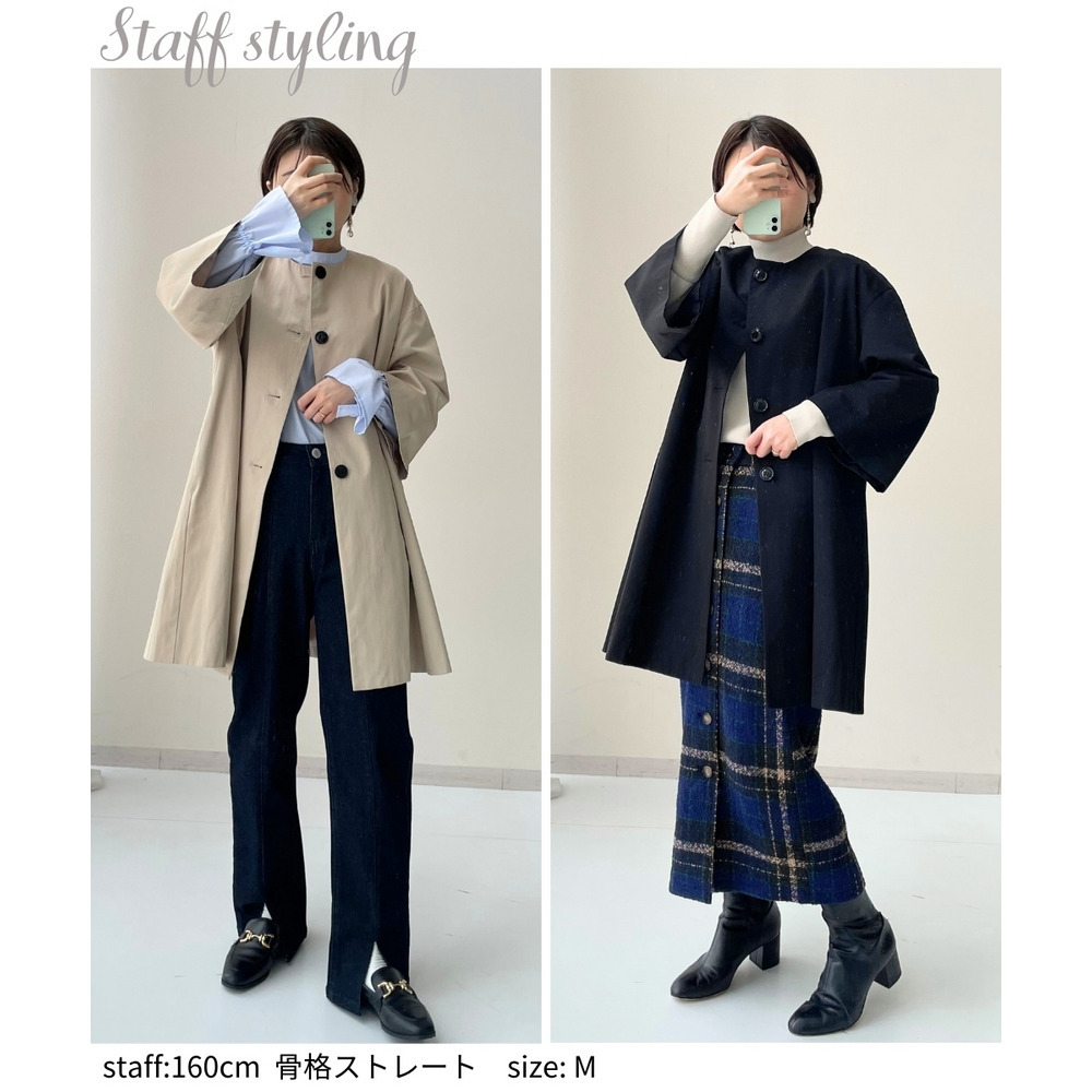 【入学式・卒業式・フォーマル】洗えるデザインノーカラーコート 大きいサイズ Callarus18